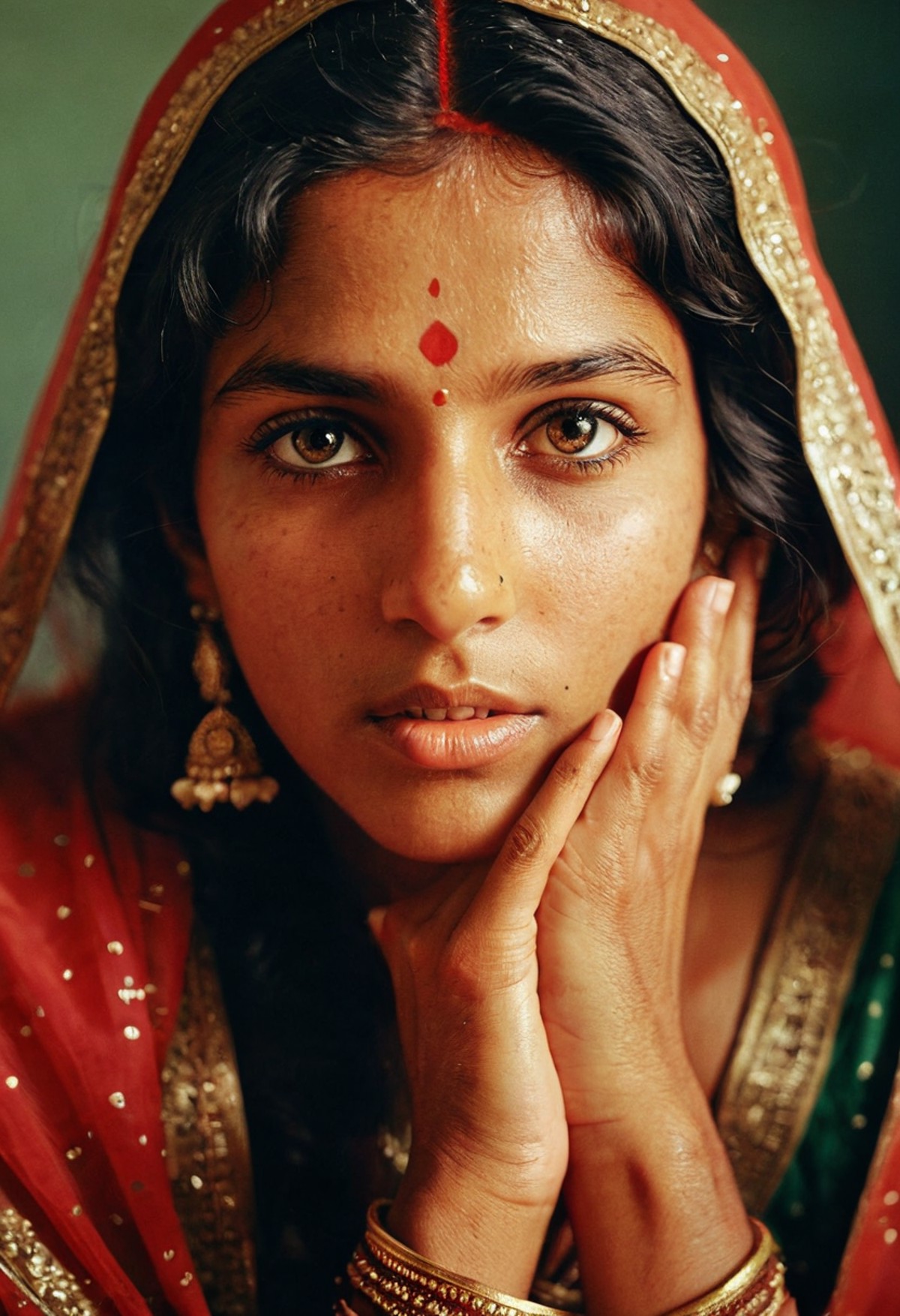 RAW textured photography by Guy Aroch and Steve McCurry, goddess, passionate god-like beautiful 30 years old Indian flexib...